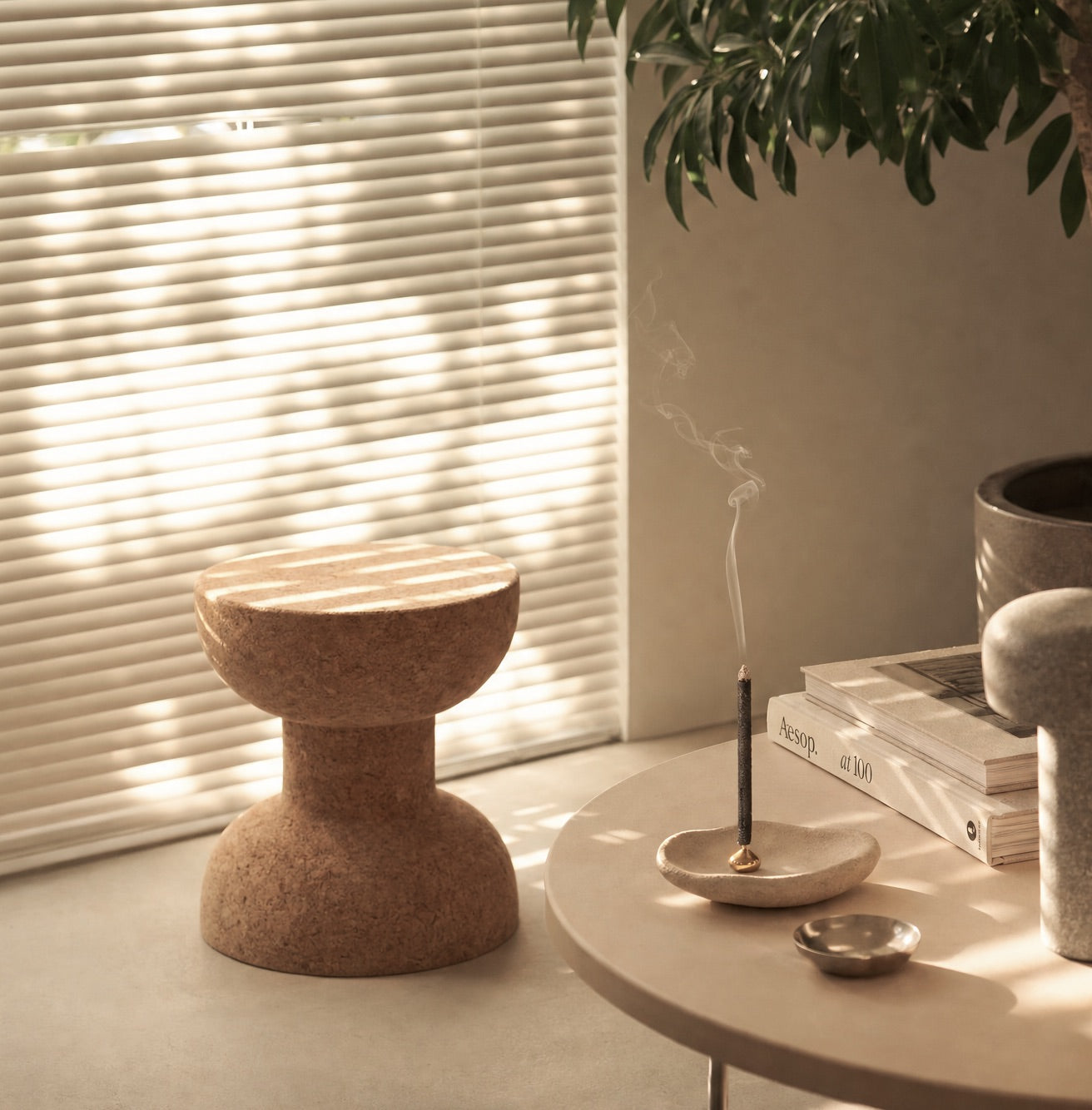 Incense burning in a sunlit room